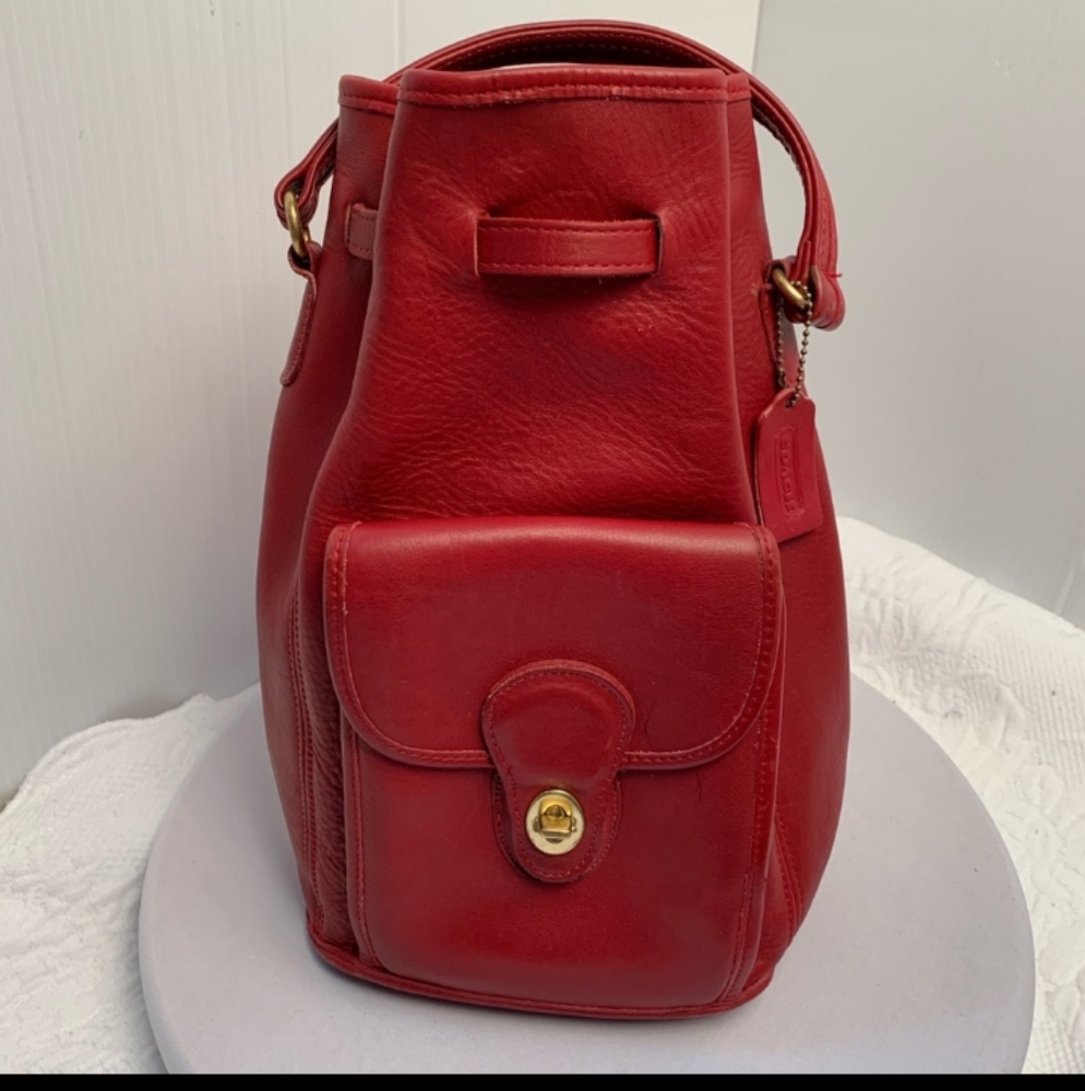 Coach vintage leather Red Backpack #9992